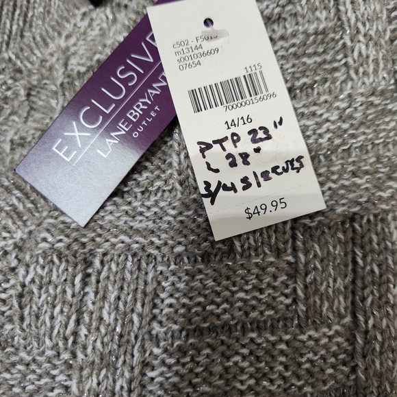 Lane Bryant sweater V front and back neck Size 14/16 silver thread interwoven - Picture 7 of 7
